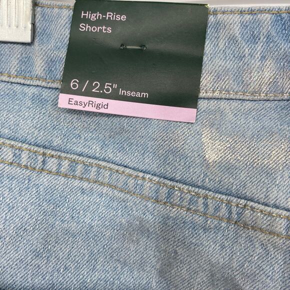 NEW WILD FABLE High Rise Button Fly Denim Jean Shorts Shimmery Blue Size 6 - Picture 4 of 5